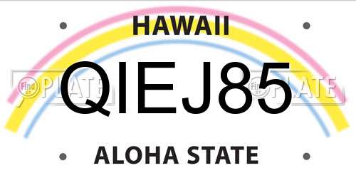 QIEJ85 Hawaii License Plate