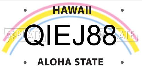QIEJ88 Hawaii License Plate
