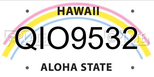 QIO9532 Hawaii License Plate