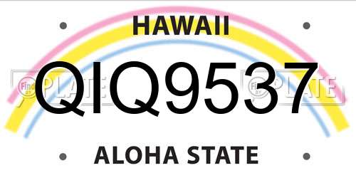 QIQ9537 Hawaii License Plate