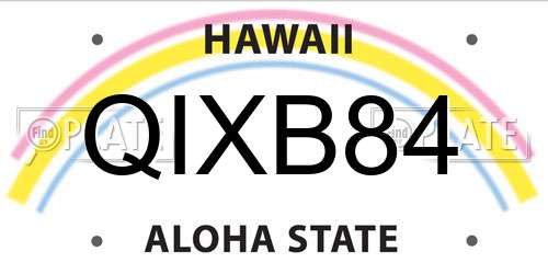 QIXB84 Hawaii License Plate