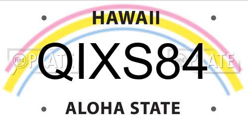 QIXS84 Hawaii License Plate