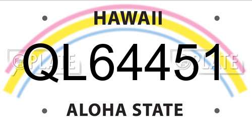 QL64451 Hawaii License Plate