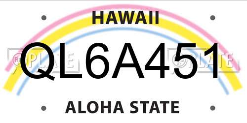 QL6A451 Hawaii License Plate