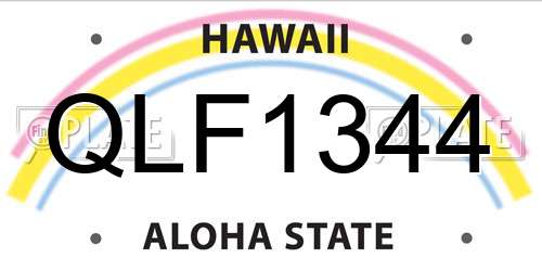 QLF1344 Hawaii License Plate