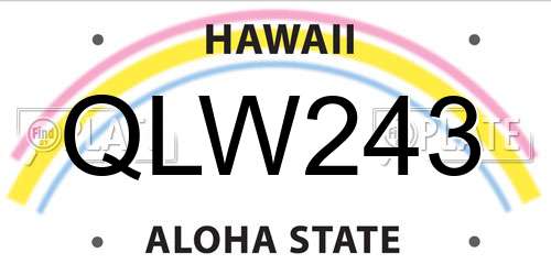 QLW243 Hawaii License Plate