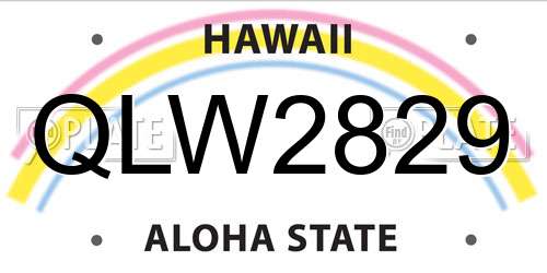 QLW2829 Hawaii License Plate