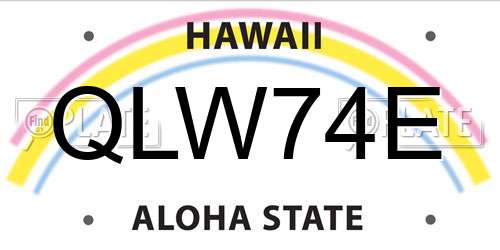 QLW74E Hawaii License Plate