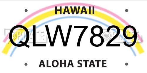 QLW7829 Hawaii License Plate
