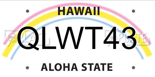 QLWT43 Hawaii License Plate