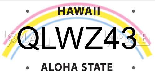 QLWZ43 Hawaii License Plate