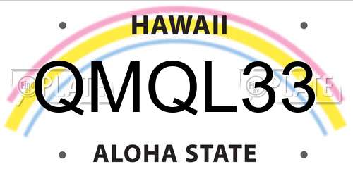 QMQL33 Hawaii License Plate