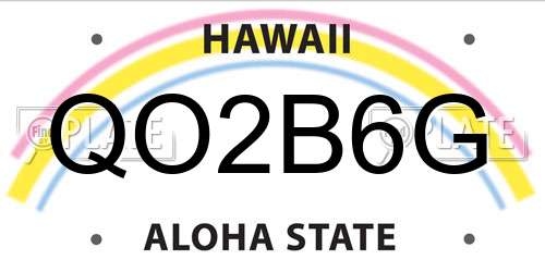QO2B6G Hawaii License Plate