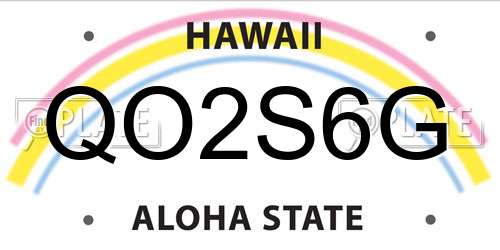 QO2S6G Hawaii License Plate