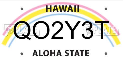 QO2Y3T Hawaii License Plate