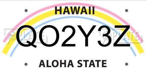 QO2Y3Z Hawaii License Plate
