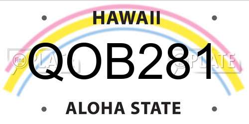 QOB281 Hawaii License Plate