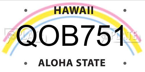 QOB751 Hawaii License Plate