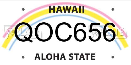 QOC656 Hawaii License Plate