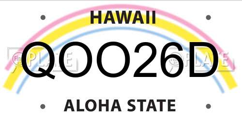 QOO26D Hawaii License Plate