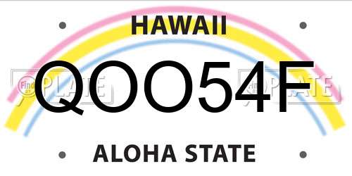 QOO54F Hawaii License Plate