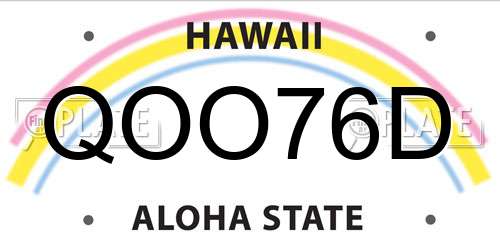 QOO76D Hawaii License Plate