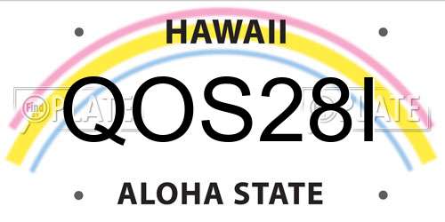 QOS28I Hawaii License Plate