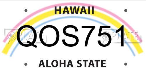 QOS751 Hawaii License Plate