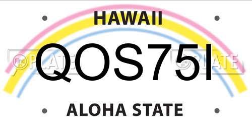 QOS75I Hawaii License Plate
