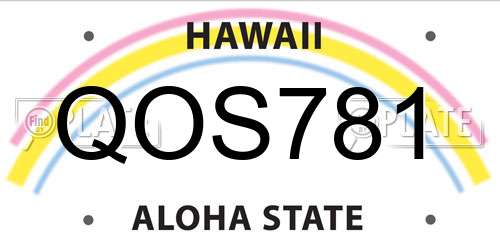 QOS781 Hawaii License Plate