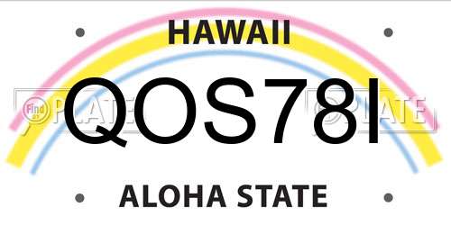 QOS78I Hawaii License Plate