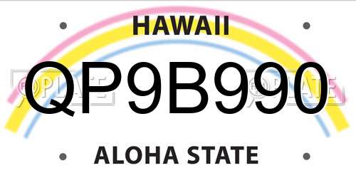 QP9B990 Hawaii License Plate