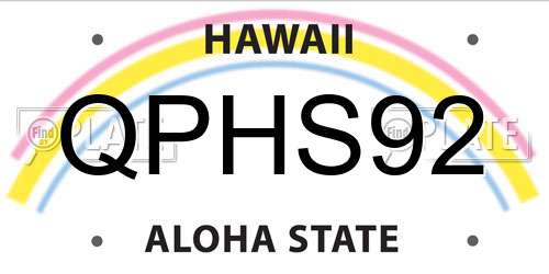 QPHS92 Hawaii License Plate