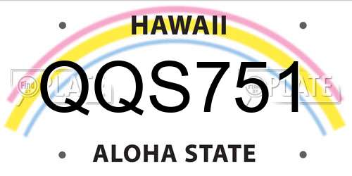 QQS751 Hawaii License Plate