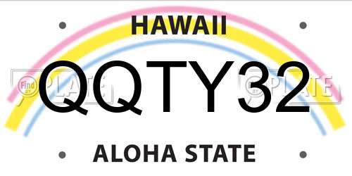 QQTY32 Hawaii License Plate
