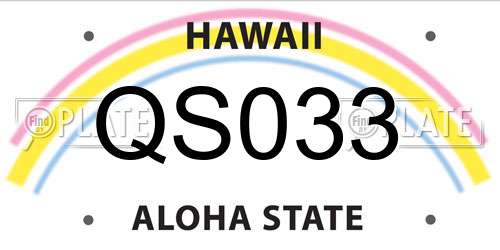 QS033 Hawaii License Plate
