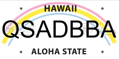 QSADBBA Hawaii License Plate