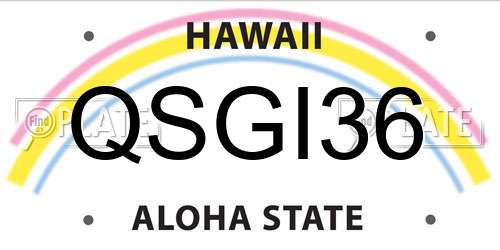 QSGI36 Hawaii License Plate