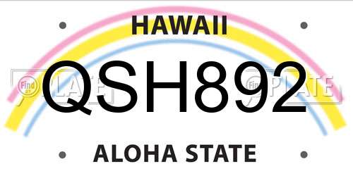 QSH892 Hawaii License Plate