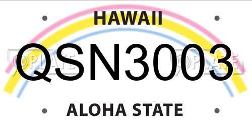 QSN3003 Hawaii License Plate