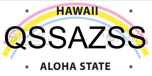 QSSAZSS Hawaii License Plate