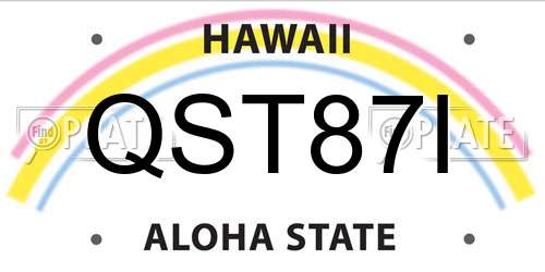 QST87I Hawaii License Plate