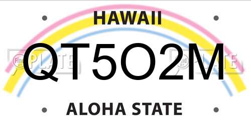 QT5O2M Hawaii License Plate