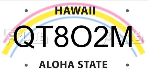QT8O2M Hawaii License Plate