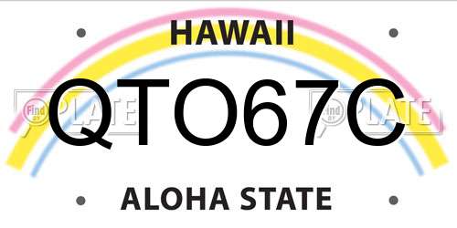 QTO67C Hawaii License Plate
