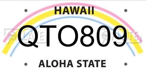 QTO809 Hawaii License Plate