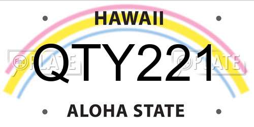 QTY221 Hawaii License Plate