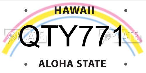 QTY771 Hawaii License Plate