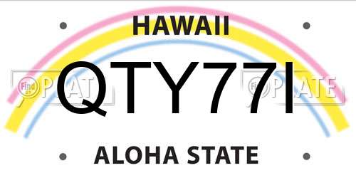QTY77I Hawaii License Plate