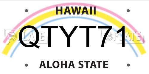 QTYT71 Hawaii License Plate